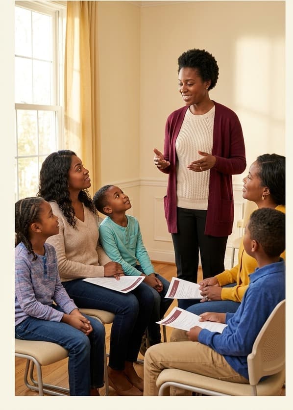 Family education conversation with parents and children