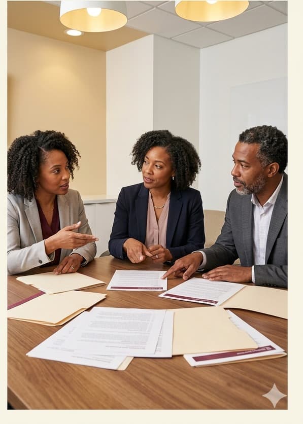 Public health professionals reviewing privacy-conscious community evidence